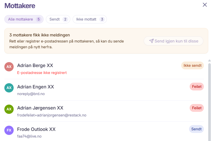Skjermbilde: 2. Slik ser du hvem som ikke fikk meldingen