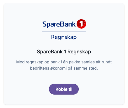 SpareBank 1 Regnskap med beskrivelse og knapp for kobling til tjenesten