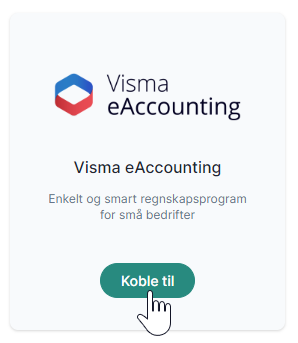 Visma eAccounting logo og knapp med teksten Koble til med musepekeren over