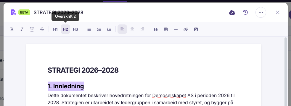 Skjermbilde: Skrive og formatere tekst