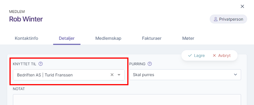 Visning av tilknytning av medlem