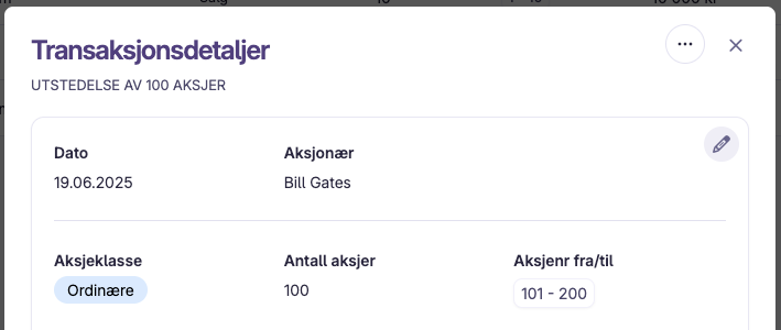 Visning av transaksjonsdetaljer
