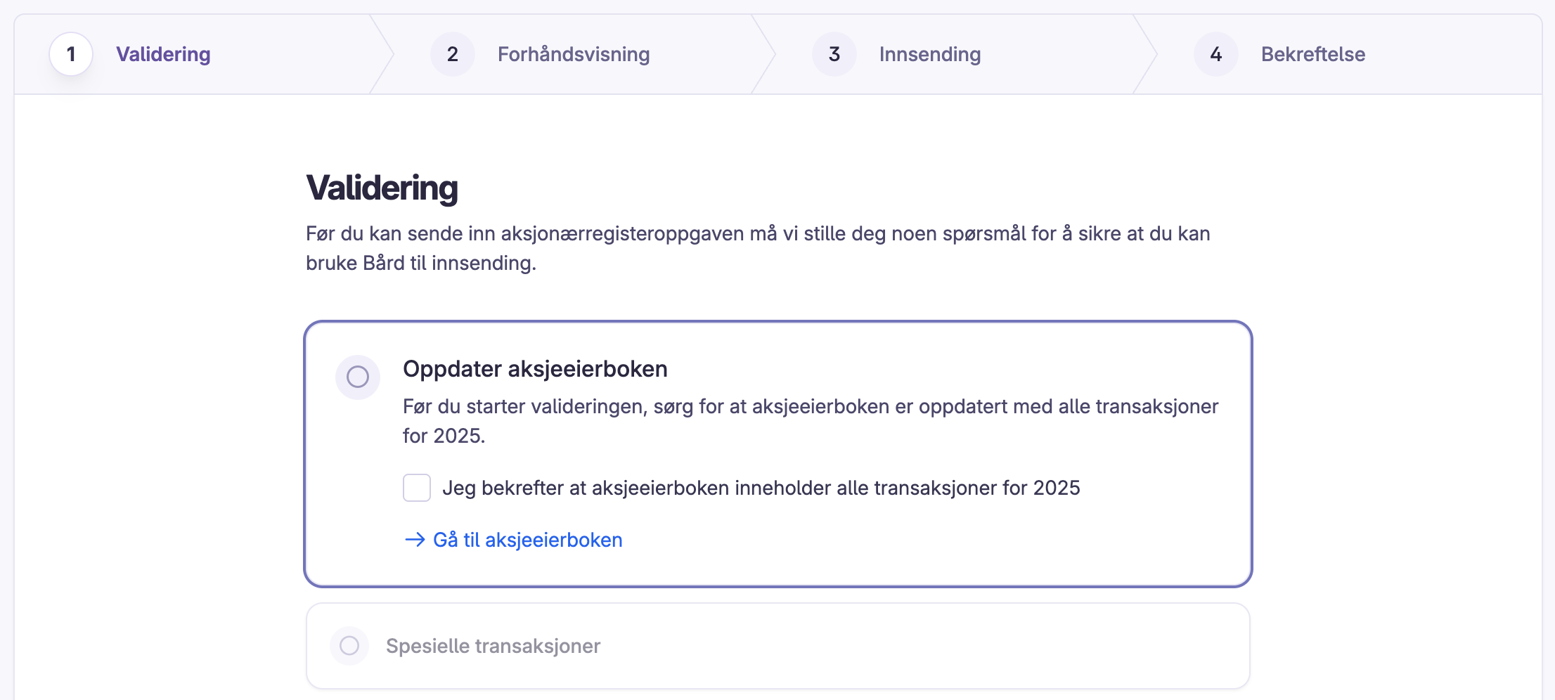 Skjermbilde: Klargjør innsending