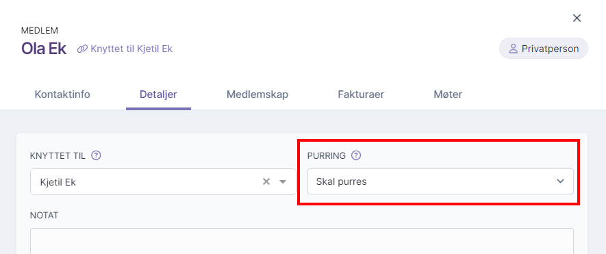 Valg for purring av faktura