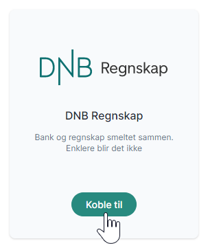 Valg for å koble til DNB Regnskap med knapp og pekende musepeker