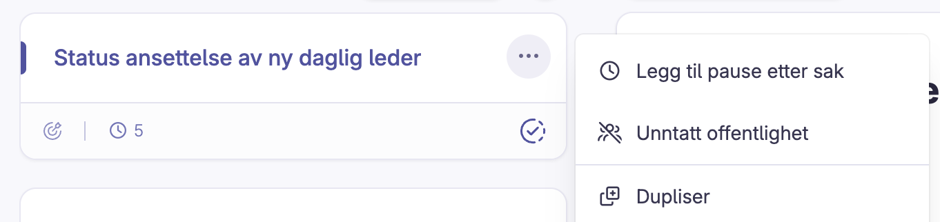 Skjermbilde 1: Saker som er unntatt offentligheten