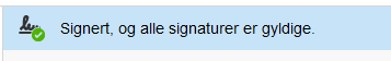 Signaturpanel i Adobe Acrobat som bekrefter gyldig signatur og sertifikatstatus for et BankID-signert dokument