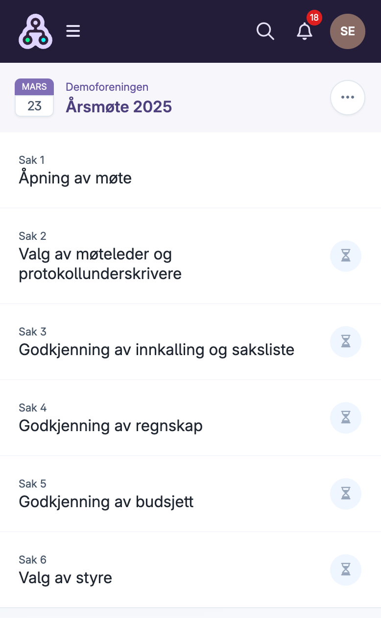 Saksliste for årsmøte med åpning valg godkjenning av regnskap og budsjett