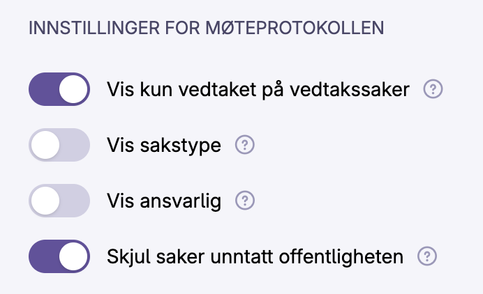 Skjermbilde 3: Saker som er unntatt offentligheten