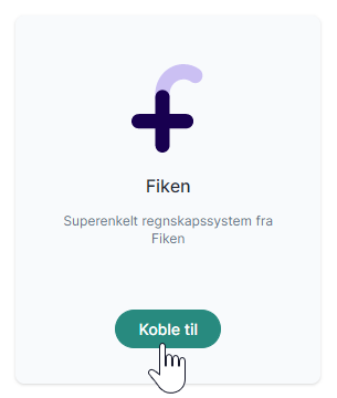 Klikk Koble til-knapp under Fiken regnskapssystem i menyen