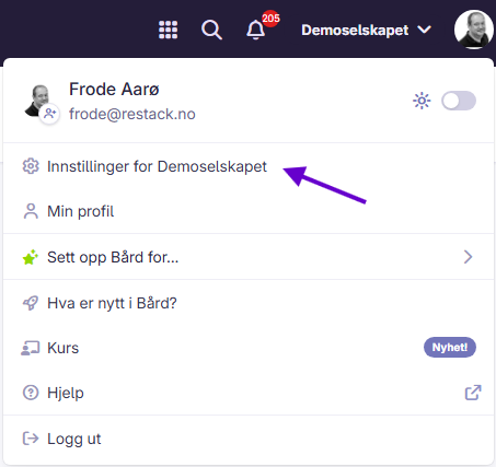 Skjermbilde 1: Integrer Bård med PowerOffice