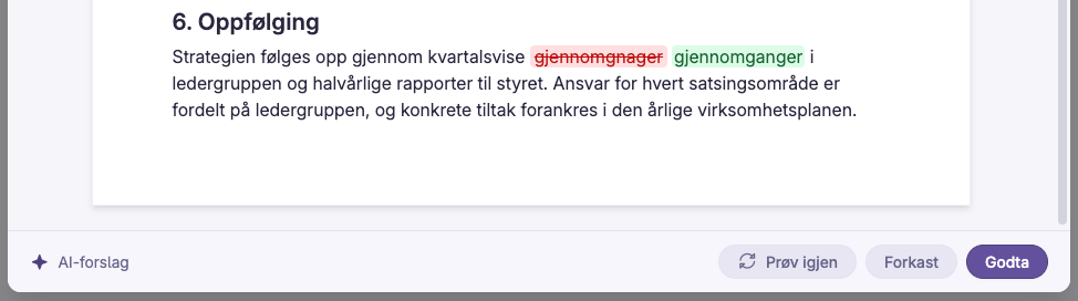 Skjermbilde 2: AI-hjelp mens du skriver
