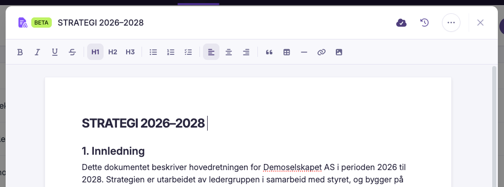 Skjermbilde: Gi dokumentet en tittel