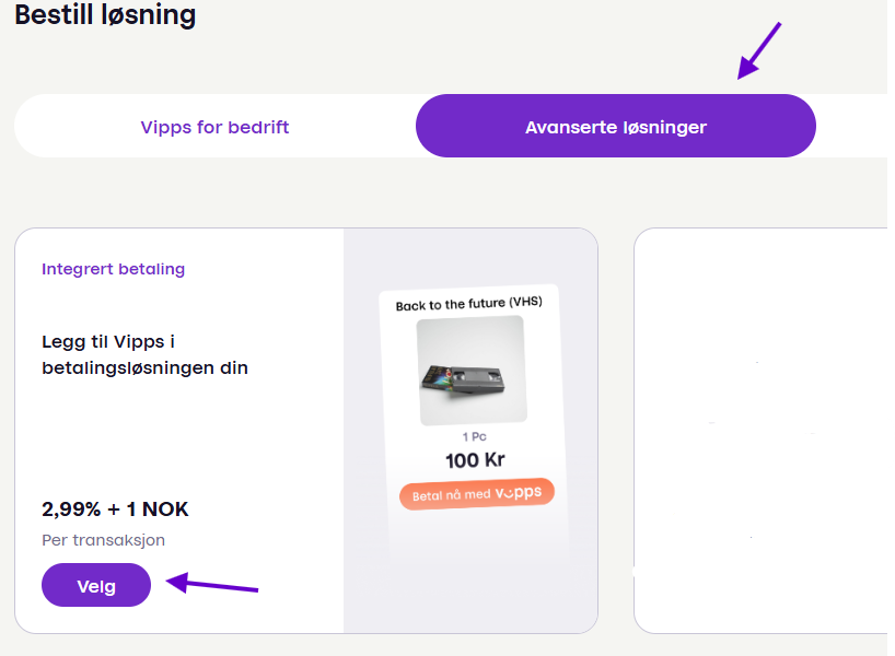 Skjermbilde 3: 1. Bestill Vipps på Nett på portal.vipps.no