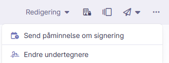 Menyvalg for manuell påminnelse og endring av undertegnere i møte