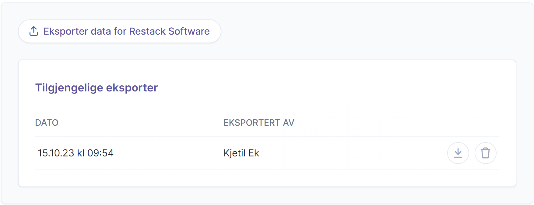 Visning av eksportert data