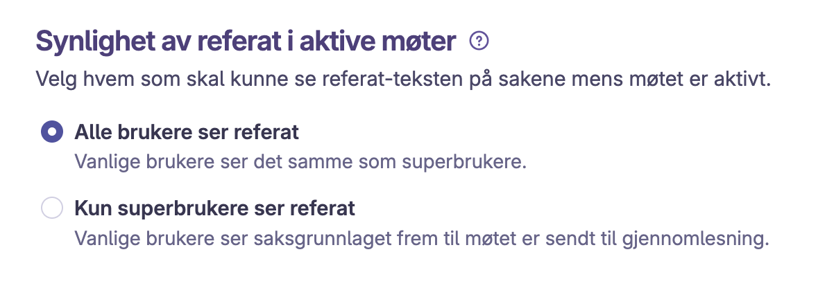 Skjermbilde: Synlighet av referat