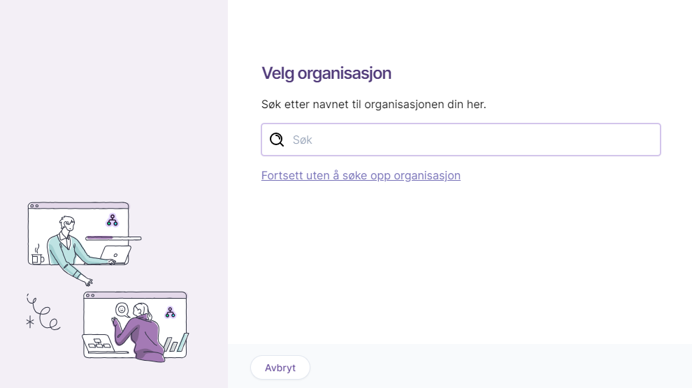 Søk opp organisasjonen